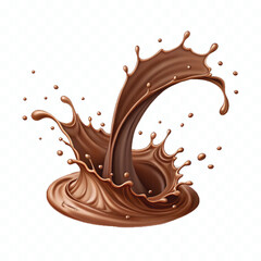 abstract 3d chocolate splash waves with drops png design