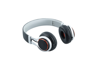 Wireless over-ear headphone isolated on transparent background, png file 