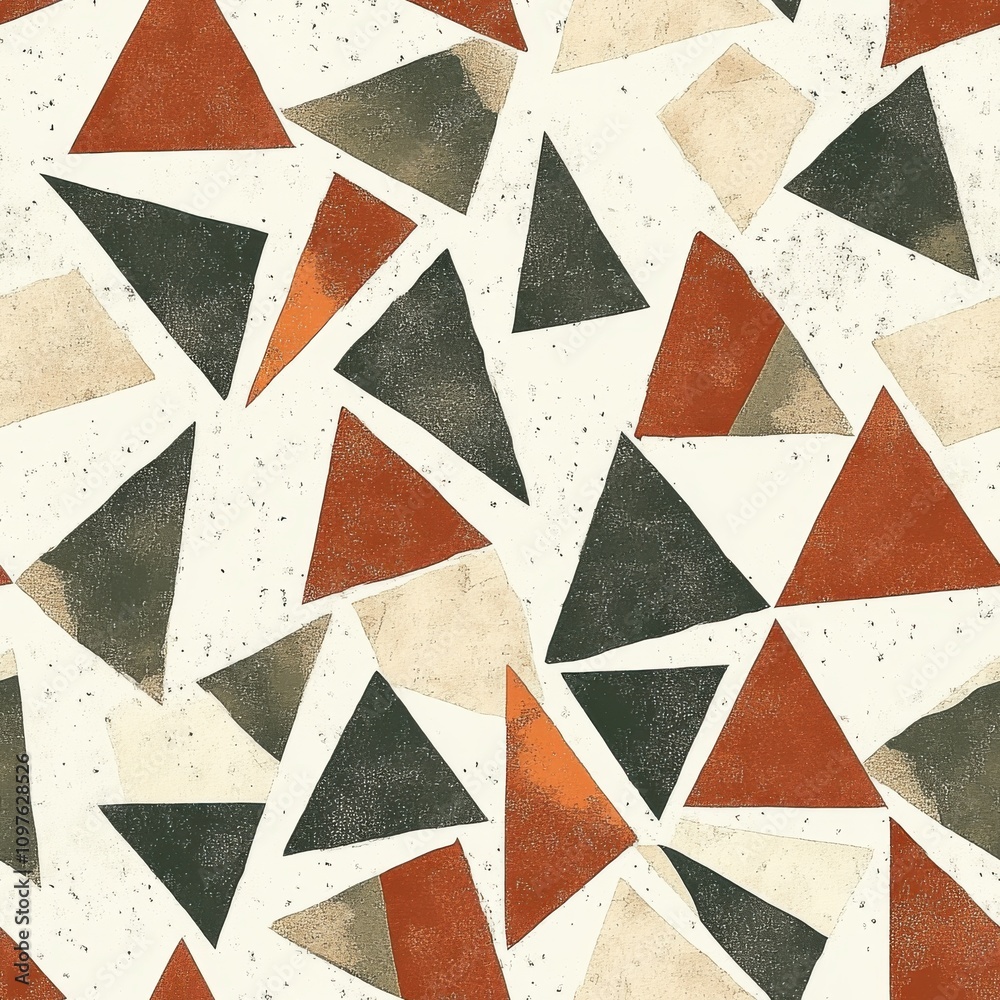 Poster Triangles in earthy tones create a vibrant and stylish pattern ideal for modern interior design or textile applications