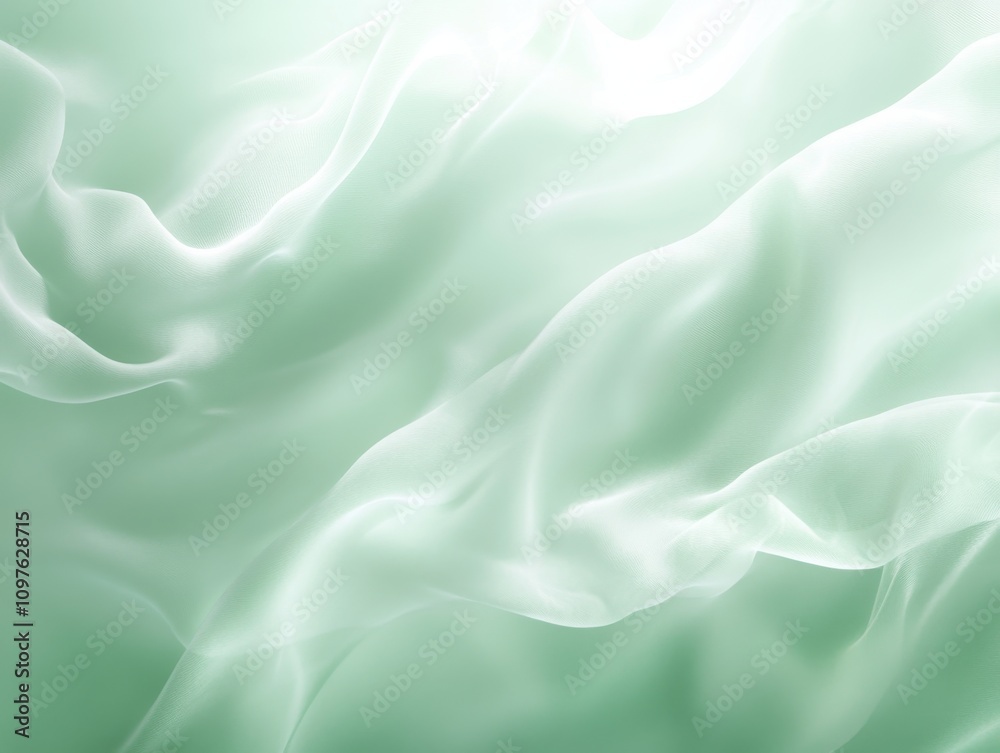 Aufkleber a serene light mint green background with wispy textures creating a calming and soothing atmosphere