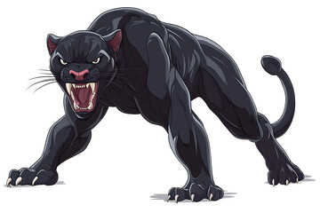 Obraz premium A fierce, stylized black panther in a dynamic, aggressive pose.