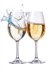 Cheers to celebration refreshing drink splash in elegant glasses studio setting creative photography vibrant mood