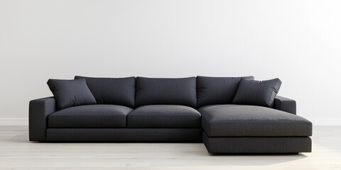 Modern black sectional sofa minimalist living room furniture contemporary design indoor setting comfort & style