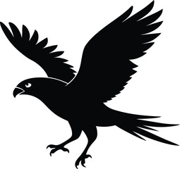 Obraz premium Black Silhouette of a Hawk in Flight Vector Illustration | Bird of Prey Graphic | Wildlife Art | Nature Icon | Eagle Design Element