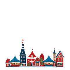 Backdrop with winter town