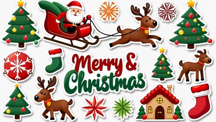 Merry Christmas Stickers, Santa, Reindeer, Trees, and More!
