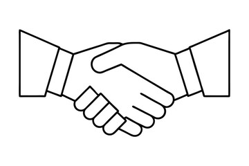 Minimalist Handshake Line Art Vector Illustration with Business Agreement and Partnership Symbol