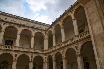 Fototapeta premium Charming and historic courtyard of the University of Catania