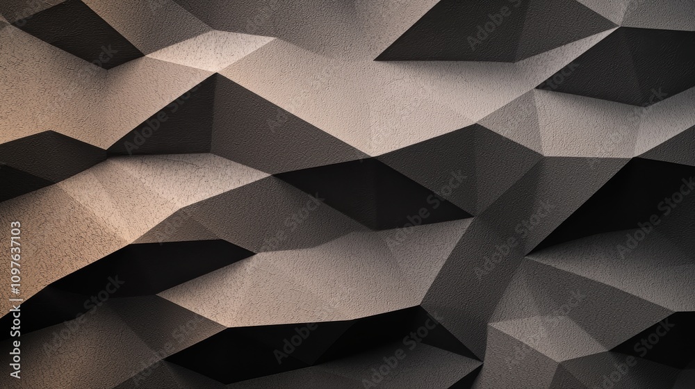 Poster textured 3d abstract background with complex geometry and deep shadows