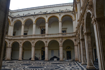 Fototapeta premium Charming and historic courtyard of the University of Catania