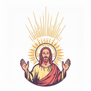 jesus christ hands raised golden halo clip art preview