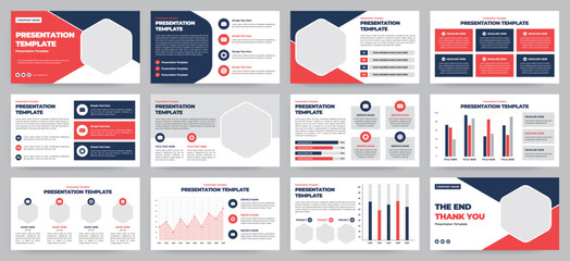 Modern presentation slide templates. Infographic elements template set for web, print, annual report brochure, business flyer leaflet marketing and advertising template. Vector Illustration.
