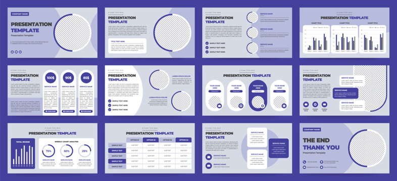 Modern Purple Startup Pitch Deck and Campaign Deck Presentation Template with Infographics. Creative educational presentation template with infographic slides and minimal pastel design.
