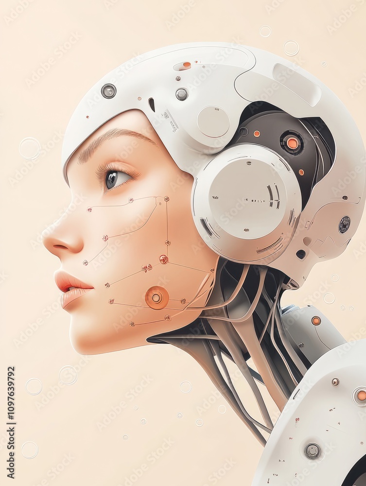 Poster artificial intelligence illustration. artificial intelligence and machine learning concept. neural n