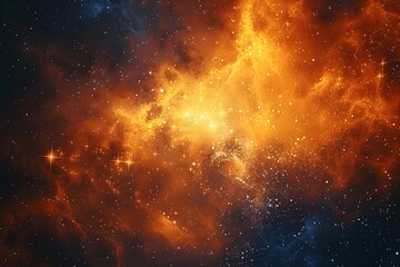 Naklejka premium A vibrant cosmic scene depicting a nebula filled with stars and swirling gases.