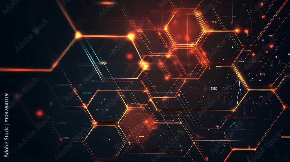 Poster abstract hexagon background. technology and science concept. 3d rendering - generated ai