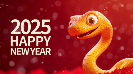 Fototapeta premium Cartoon Year of the Snake Poster Illustration 