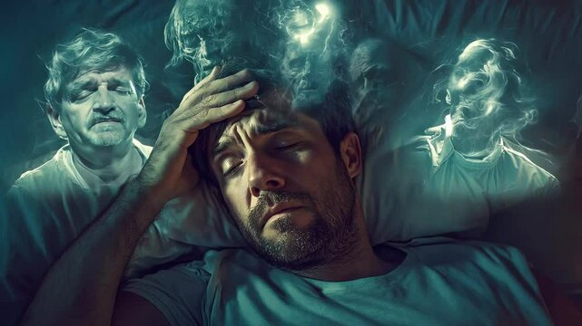 Man Disturbed by Ghostly Figures Emerging from His Dreams