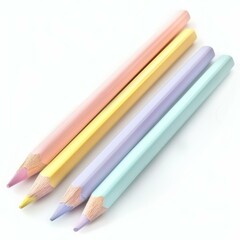 Fototapeta premium Pastel colored pencils forming a diagonal line on white background
