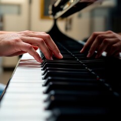 Obraz premium hands of a person playing piano