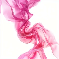 Fototapeta premium Pink fabric flowing gracefully in white background
