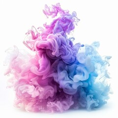 Colorful ink cloud expanding in water creating abstract shapes