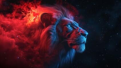 Majestic Lion in a Starry Night