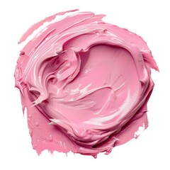 Fototapeta premium Pink cosmetic cream forming a circle on white background
