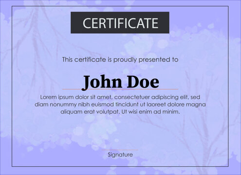 Elegant Purple Certificate Design Template with Modern 
 and Japanese Touch