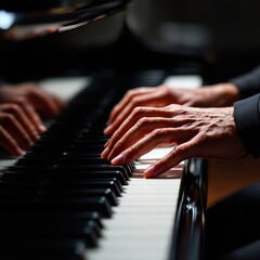 Obraz premium hands of a person playing piano