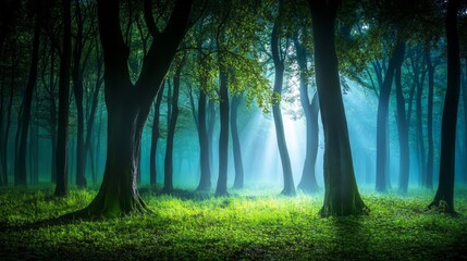 Tranquil forest trail, discover the beauty of nature verdant woodland lush