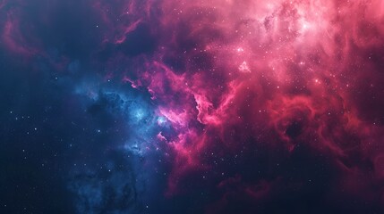 Naklejka premium A vibrant cosmic scene showcasing swirling clouds of pink and blue nebulae in space.