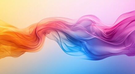 Colorful Abstract Waves Flowing in Gradient Tones of Orange, Pink, Purple, and Blue Over a Soft Background, Creating a Dreamy and Serene Visual Experience