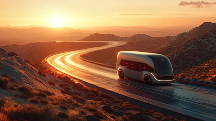 3D illustration of a futuristic electric ground transportation system with sleek, aerodynamic design, showcasing advanced technology and sustainability for a modern, eco-friendly future