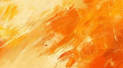 Abstract artwork featuring warm hues of orange and yellow with dynamic brush strokes.