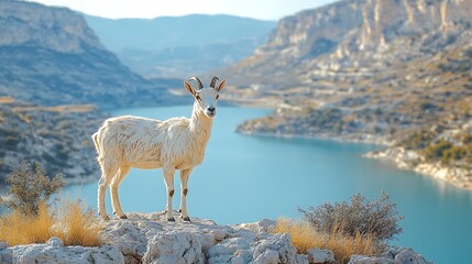 Obraz premium Deer at reservoir