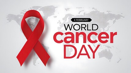 Elegant World Cancer Day Digital Artwork with Purple Awareness Ribbon and Global Background