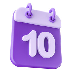 3D Calendar Icon Purple Date 10