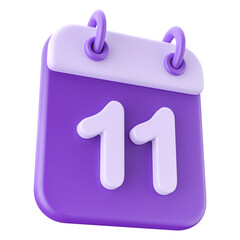 3D Calendar Icon Purple Date 11