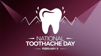 Modern "National Toothache Day" Graphic with Stylized Tooth Icon and Lightning Symbols on Gradient Background