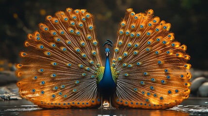 Peacock display nature wildlife outdoors close-up beauty