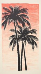 Palm trees nature painting outdoors.