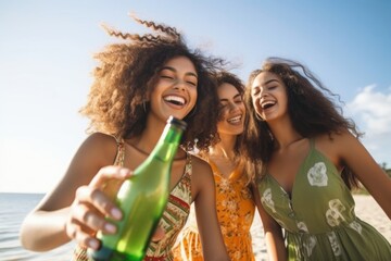 Fototapeta premium Laughing dancing bottle summer.