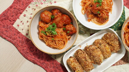 Noodle meatball with potato kroket