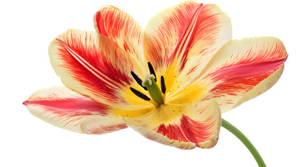 red and yellow tulips isolated on white