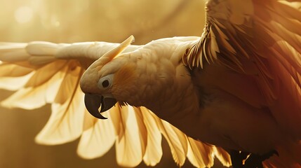 Close up shot of iconic bird facing with wings spread in flight