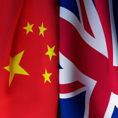 Waving Flags Of China And United Kingdom