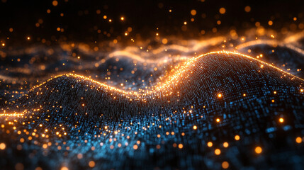 Digital code flowing over a blue background symbolizing technology, innovation, and the future of data processing in the digital world, representing connectivity, security, and advancement