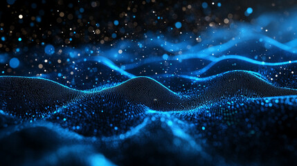 glowing digital blue wireframe DNA molecule representation symbolizing scientific advancement, genetics, and the cutting-edge of biotechnology in abstract visual form