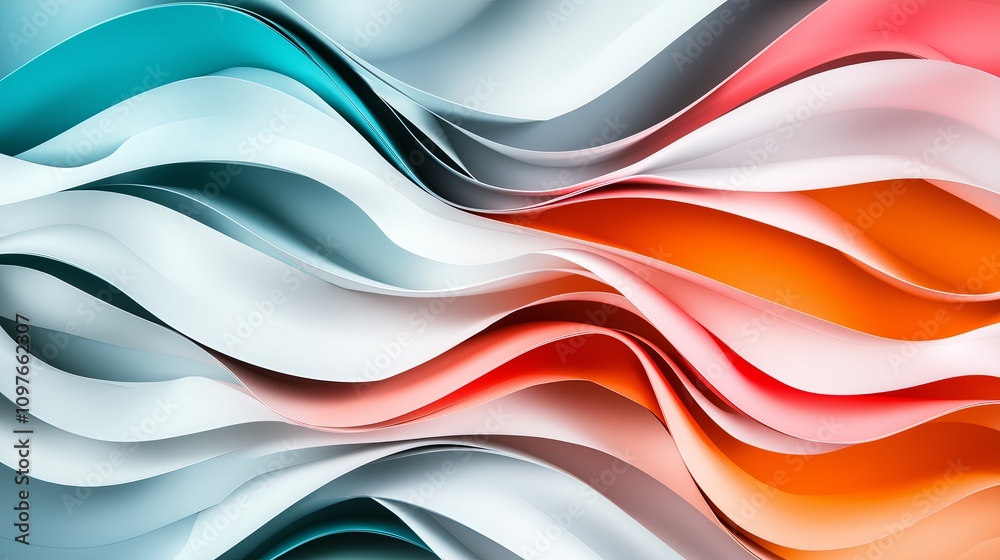 Poster Abstract colorful paper folds creating smooth curves and gradients